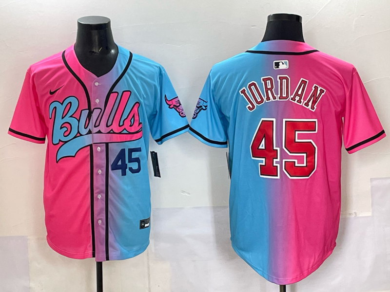 Men Chicago Bulls Nike #45 Jordan Blue pink NBA 2025 Jersey style 003